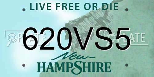 620VS5 New Hampshire License Plate