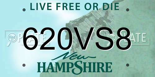 620VS8 New Hampshire License Plate