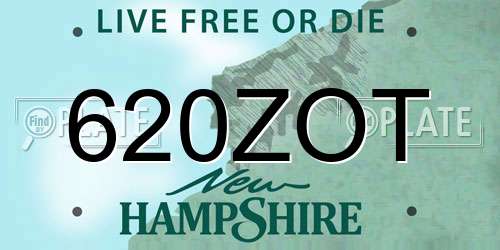 620ZOT New Hampshire License Plate