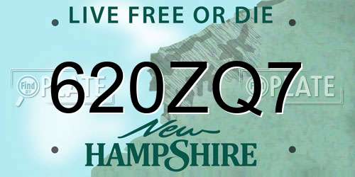 620ZQ7 New Hampshire License Plate