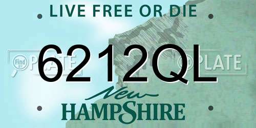 6212QL New Hampshire License Plate