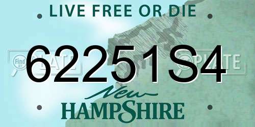 62251S4 New Hampshire License Plate