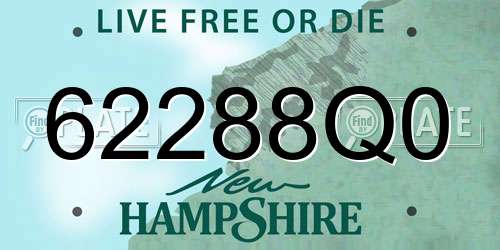 62288Q0 New Hampshire License Plate