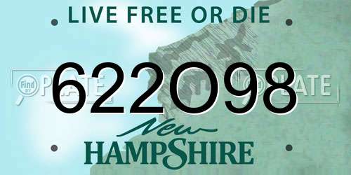 622O98 New Hampshire License Plate