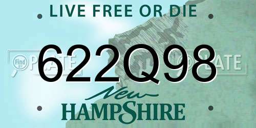 622Q98 New Hampshire License Plate