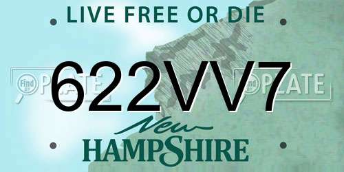 622VV7 New Hampshire License Plate
