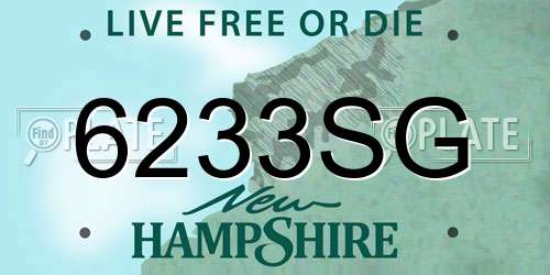 6233SG New Hampshire License Plate