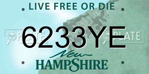 6233YE New Hampshire License Plate