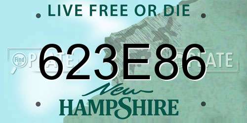 623E86 New Hampshire License Plate