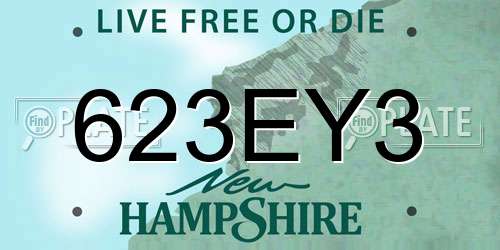 623EY3 New Hampshire License Plate