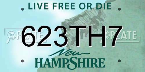 623TH7 New Hampshire License Plate