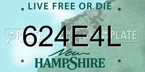 624E4L New Hampshire License Plate