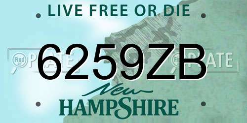 6259ZB New Hampshire License Plate