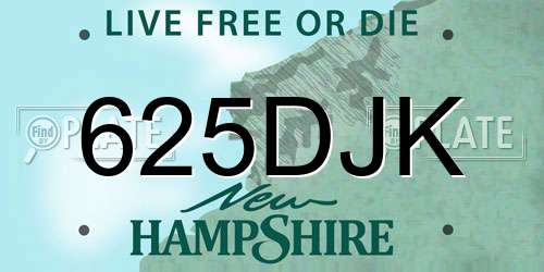 625DJK New Hampshire License Plate