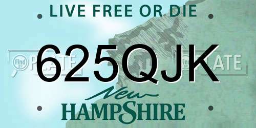 625QJK New Hampshire License Plate