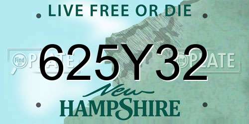 625Y32 New Hampshire License Plate