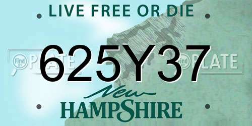 625Y37 New Hampshire License Plate