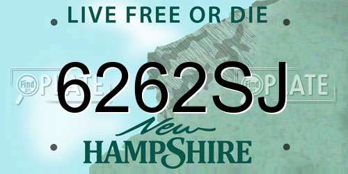 6262SJ New Hampshire License Plate