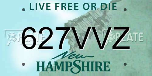 627VVZ New Hampshire License Plate