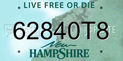 62840T8 New Hampshire License Plate