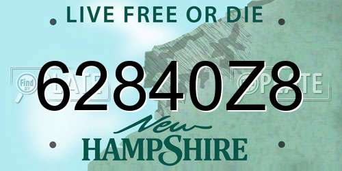 62840Z8 New Hampshire License Plate