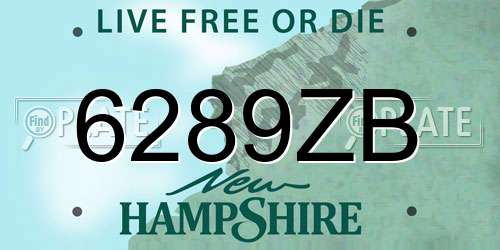 6289ZB New Hampshire License Plate