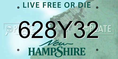 628Y32 New Hampshire License Plate