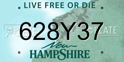 628Y37 New Hampshire License Plate