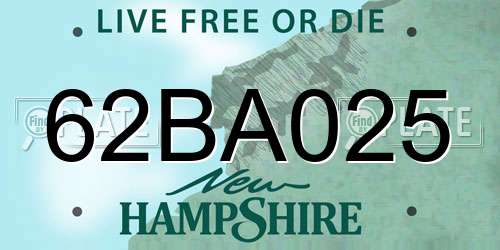 62BA025 New Hampshire License Plate
