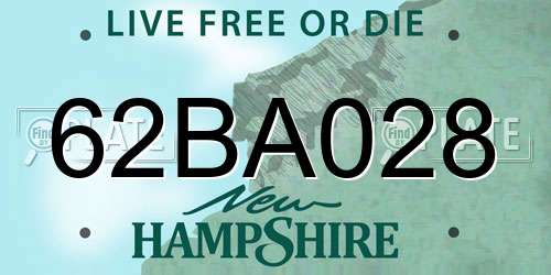 62BA028 New Hampshire License Plate