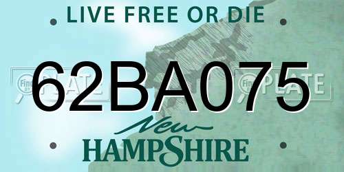 62BA075 New Hampshire License Plate