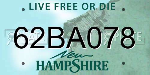 62BA078 New Hampshire License Plate