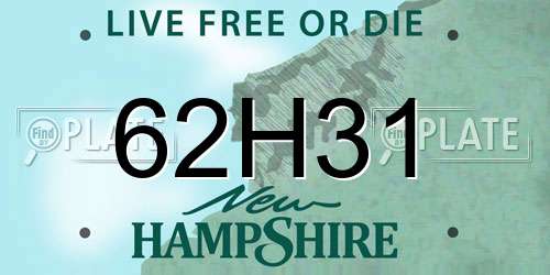 62H31 New Hampshire License Plate