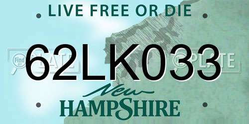 62LK033 New Hampshire License Plate
