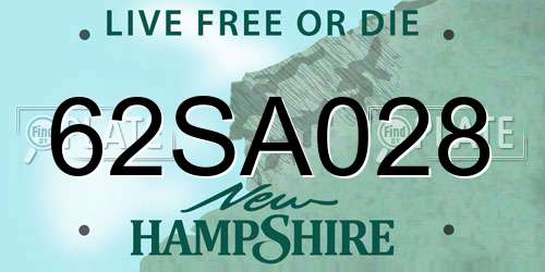 62SA028 New Hampshire License Plate