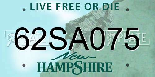 62SA075 New Hampshire License Plate