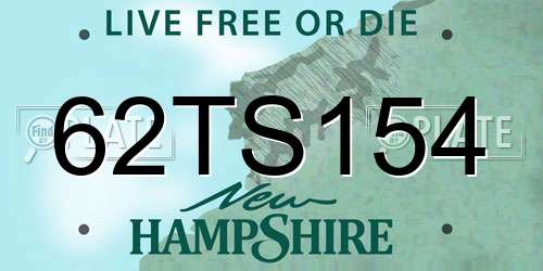 62TS154 New Hampshire License Plate