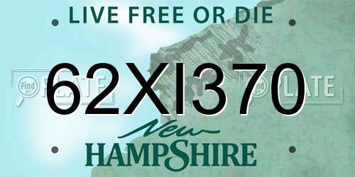 62XI370 New Hampshire License Plate