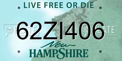 62ZI406 New Hampshire License Plate