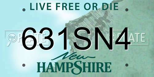 631SN4 New Hampshire License Plate