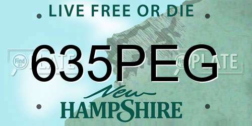 635PEG New Hampshire License Plate