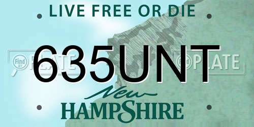 635UNT New Hampshire License Plate