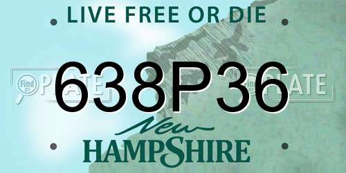 638P36 New Hampshire License Plate
