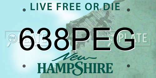 638PEG New Hampshire License Plate