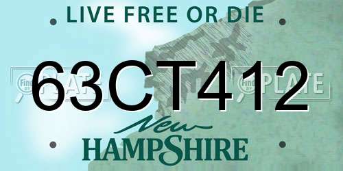 63CT412 New Hampshire License Plate