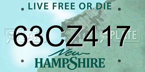 63CZ417 New Hampshire License Plate