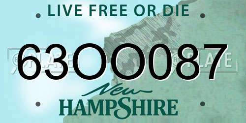 63OO087 New Hampshire License Plate
