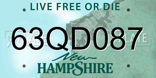 63QD087 New Hampshire License Plate