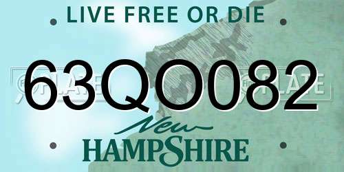63QO082 New Hampshire License Plate