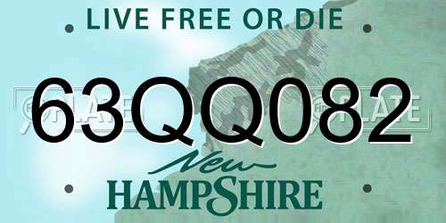 63QQ082 New Hampshire License Plate